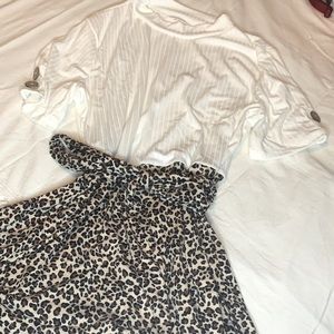 Short sleeve leopard print dress.